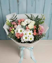 Букет цветов из:  Розы, Лизиантусы и Хризантемы в Ирше