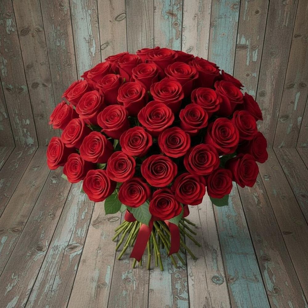 Букет 55 Красных роз Фридом в Ирше