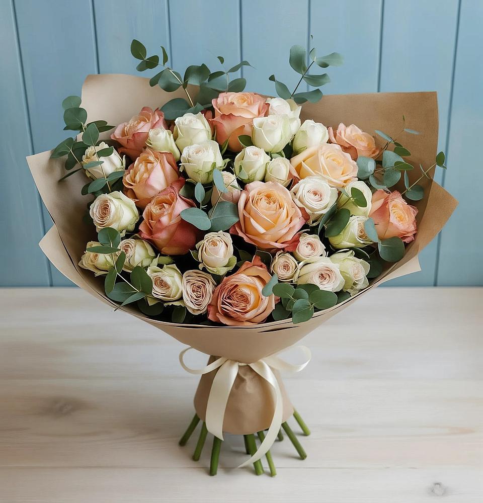Букет цветов из: Альстромерии и Розы в Ирше