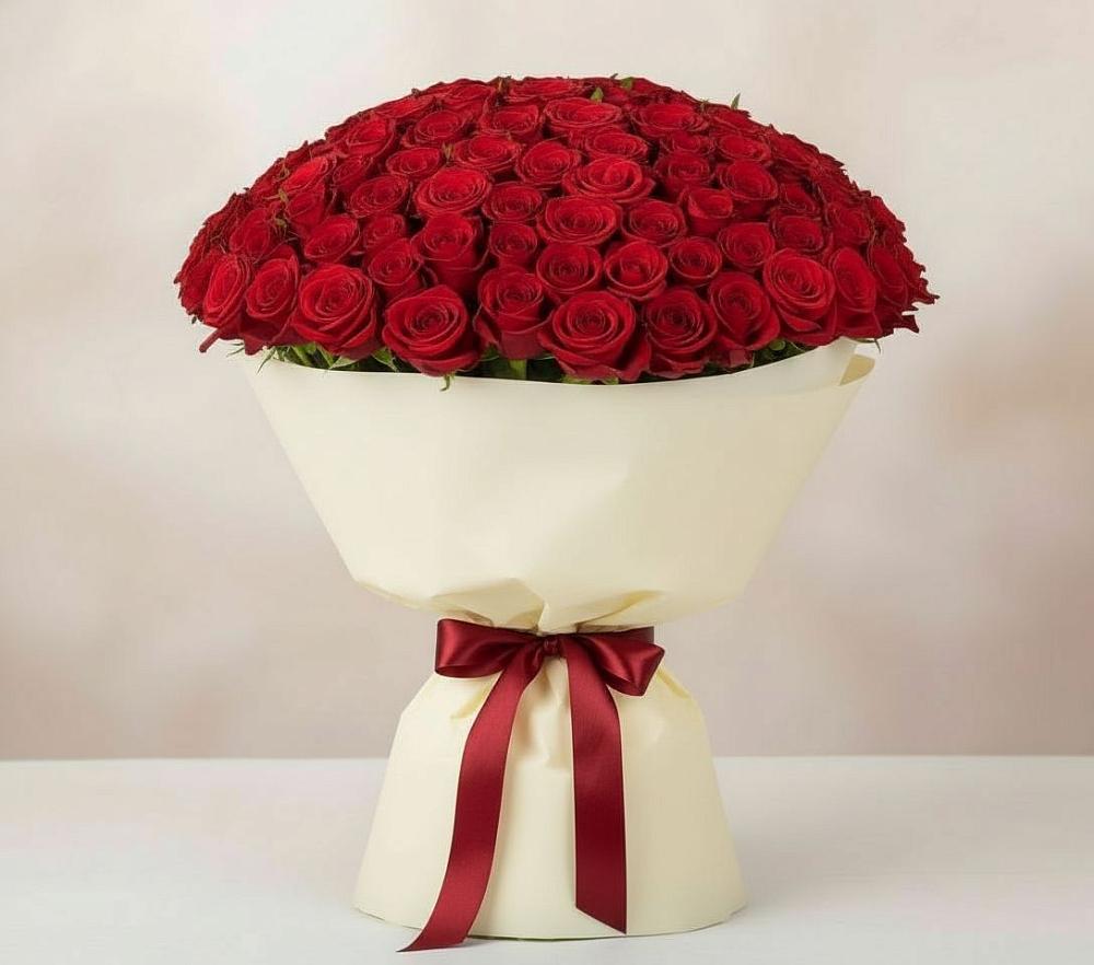 Букет 101 Красная роза Милано в Ирше