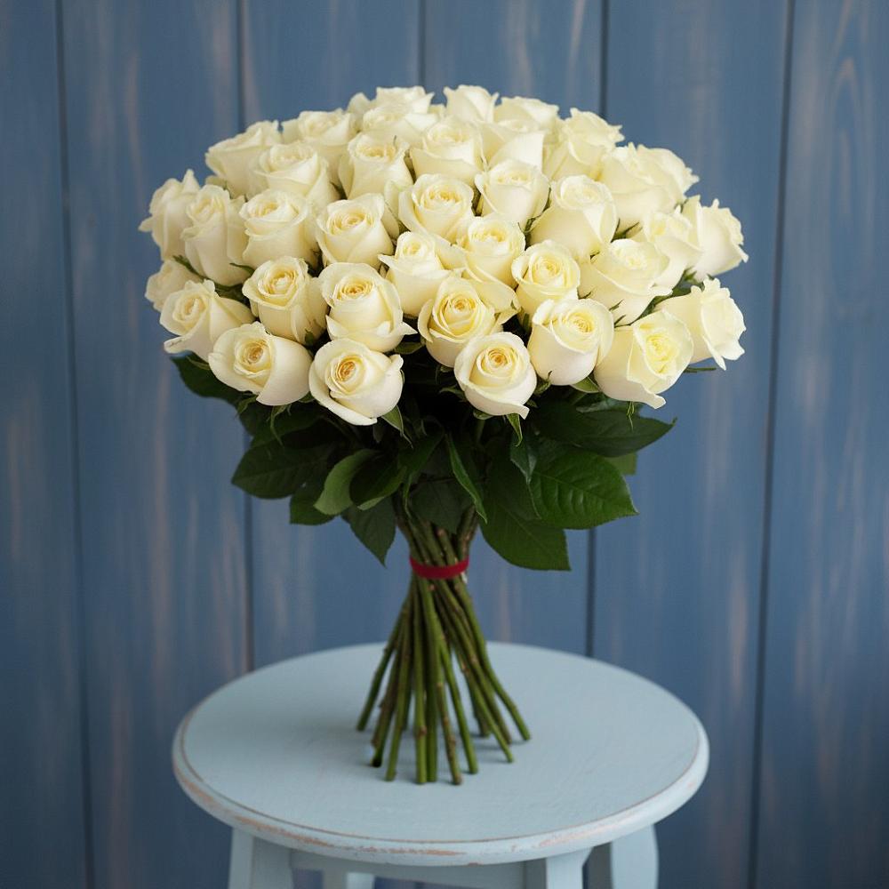 Букет 51 Белая роза Эдлесс Лав в Ирше