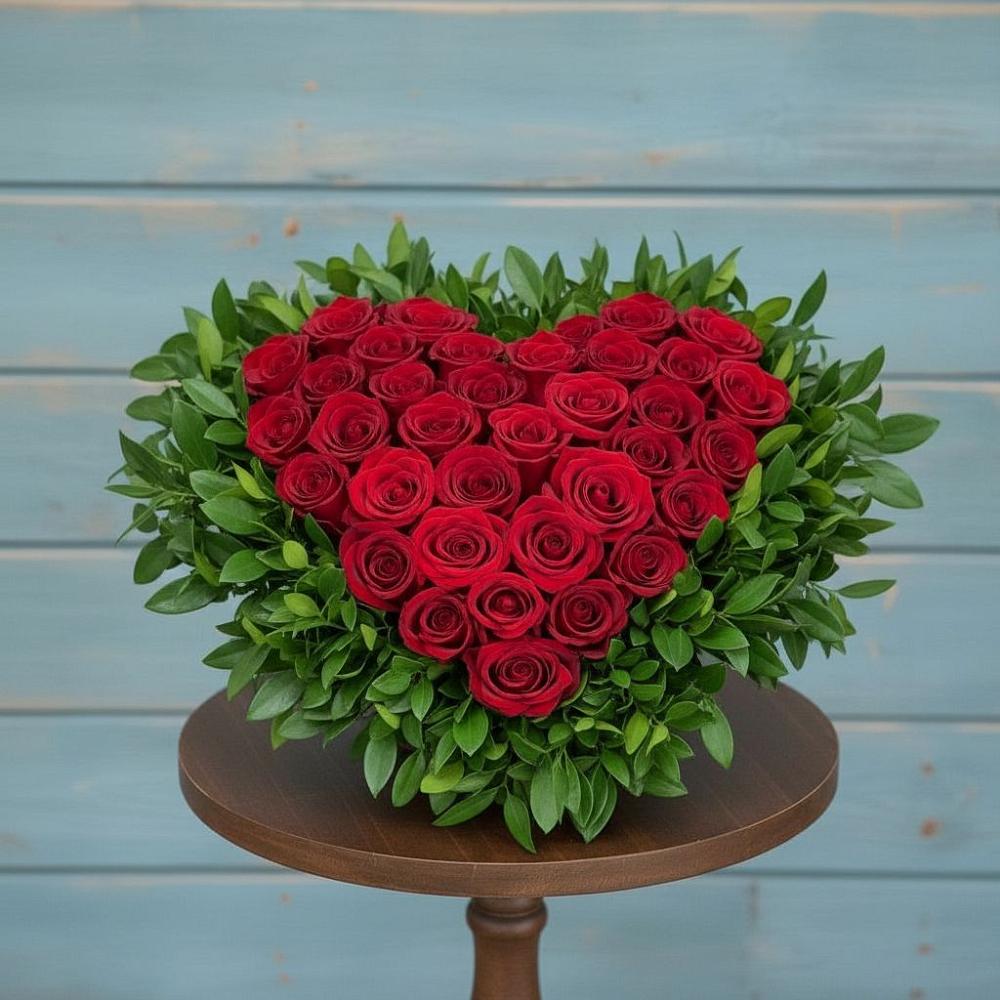 Цветочная композиция из Розы в виде сердца в Ирше