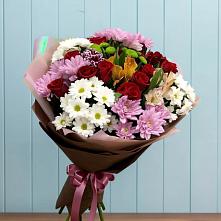 Букет цветов из:  Розы, Хризантемы и Альстромерии в Ирше