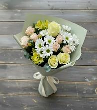Букет цветов из:  Альстромерии, Розы и Хризантемы в Ирше