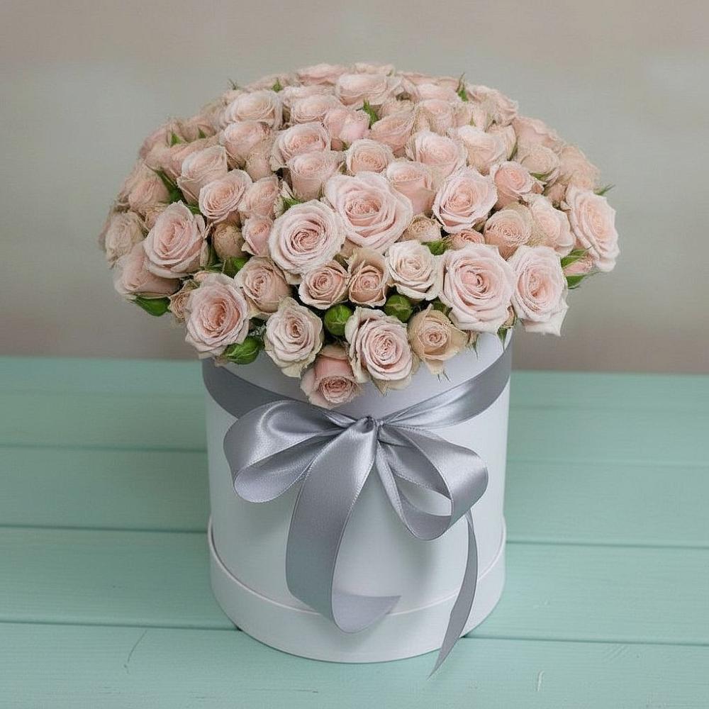 Цветочная композиция из Розы в шляпной коробке в Ирше